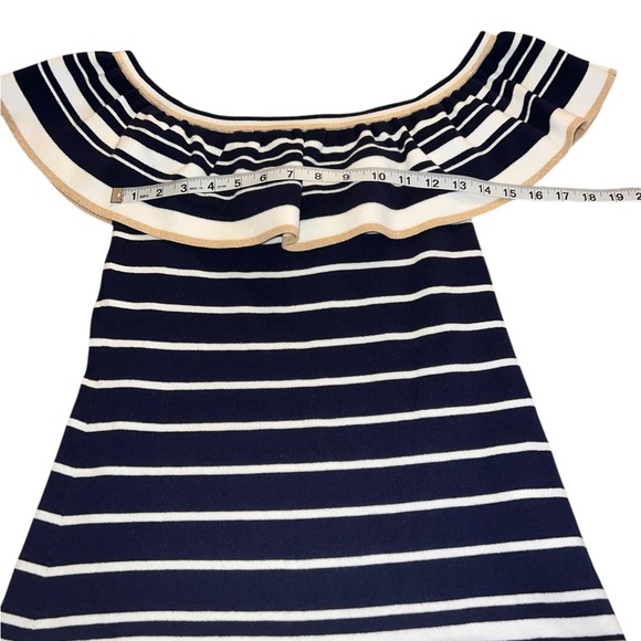 EUC Lilly Pulitzer Perelle Sweater Off The Shoulder Navy Gold Small Nautical - Picture 5 of 10